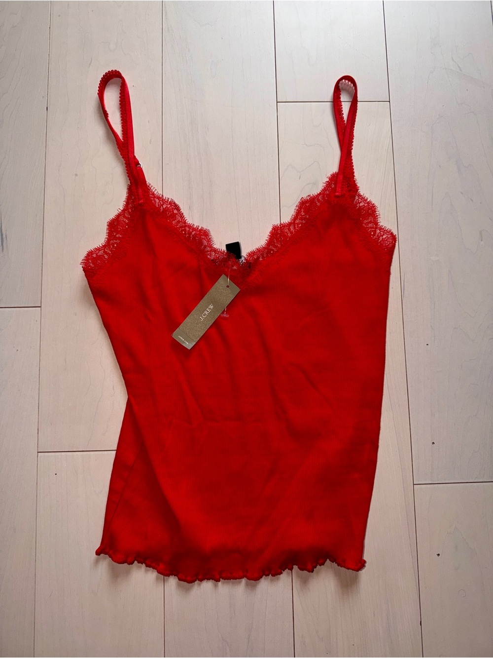 J. Crew Red Lace-Trim Camisole Tank